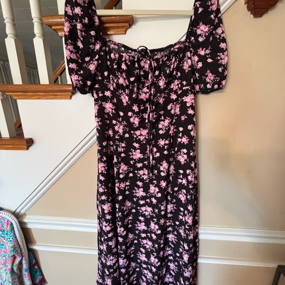 Floral Black and Pink Women's Dress Size M